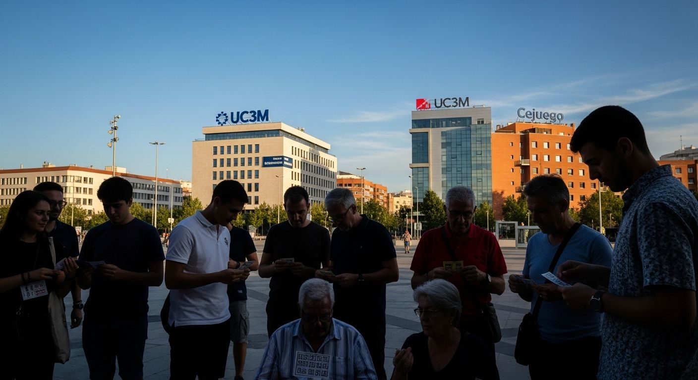 jóvenes y adultos comprando lotería en mostrador de SELAE u ONCE